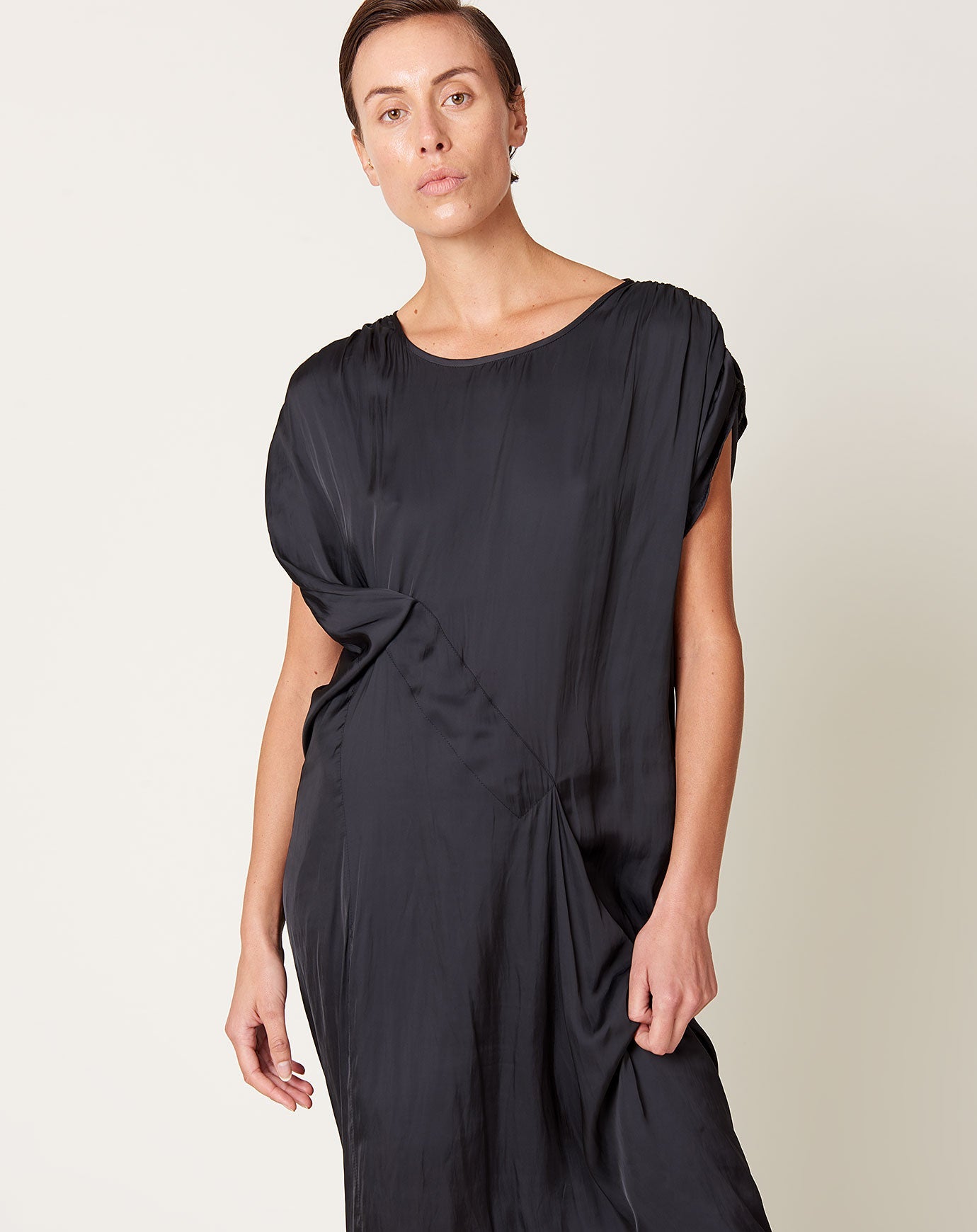 Zero + Maria Cornejo Ruched Fold Dress in Black