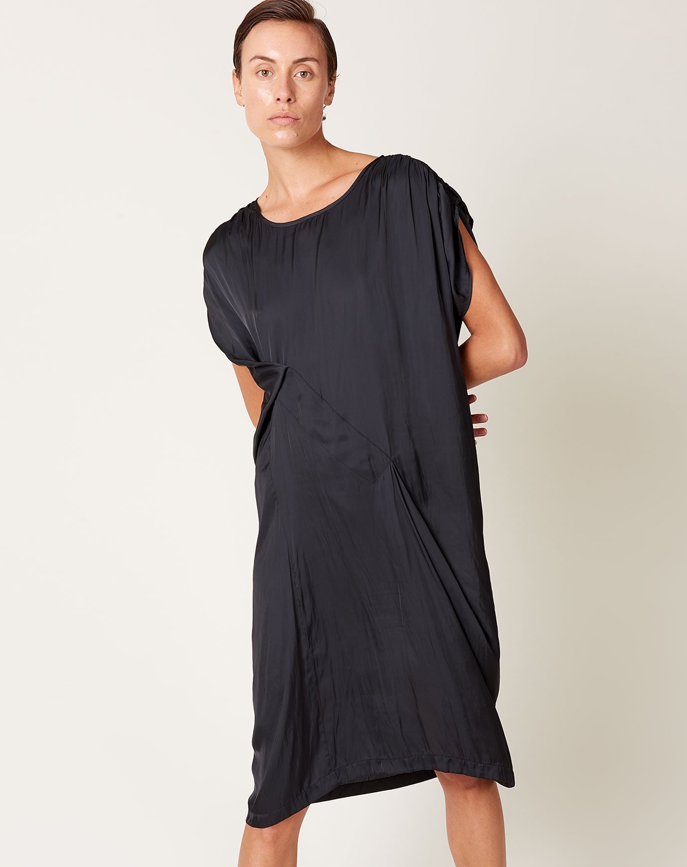 Zero + Maria Cornejo Ruched Fold Dress in Black