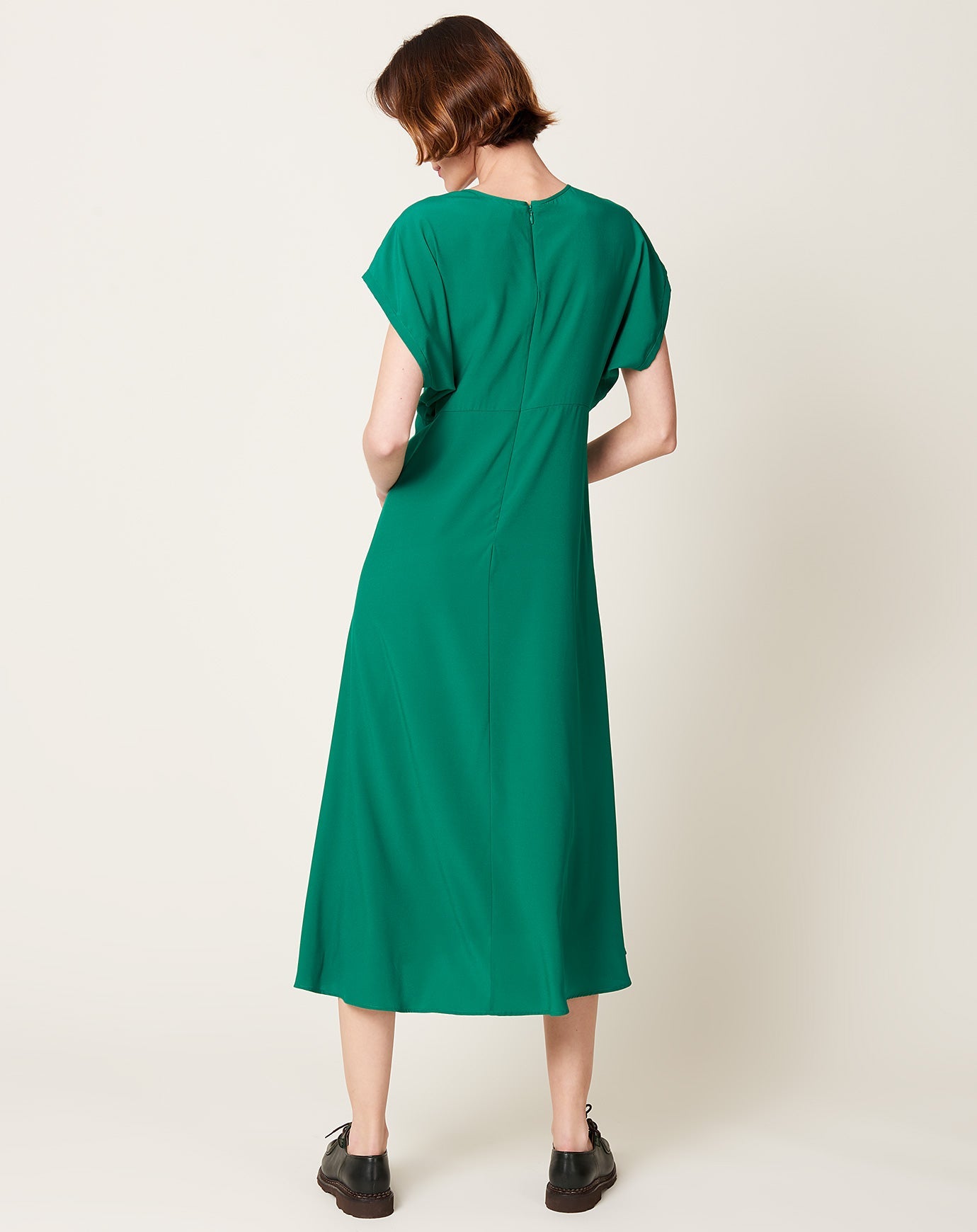 Zero + Maria Cornejo V-Neck Ama Dress in Emerald